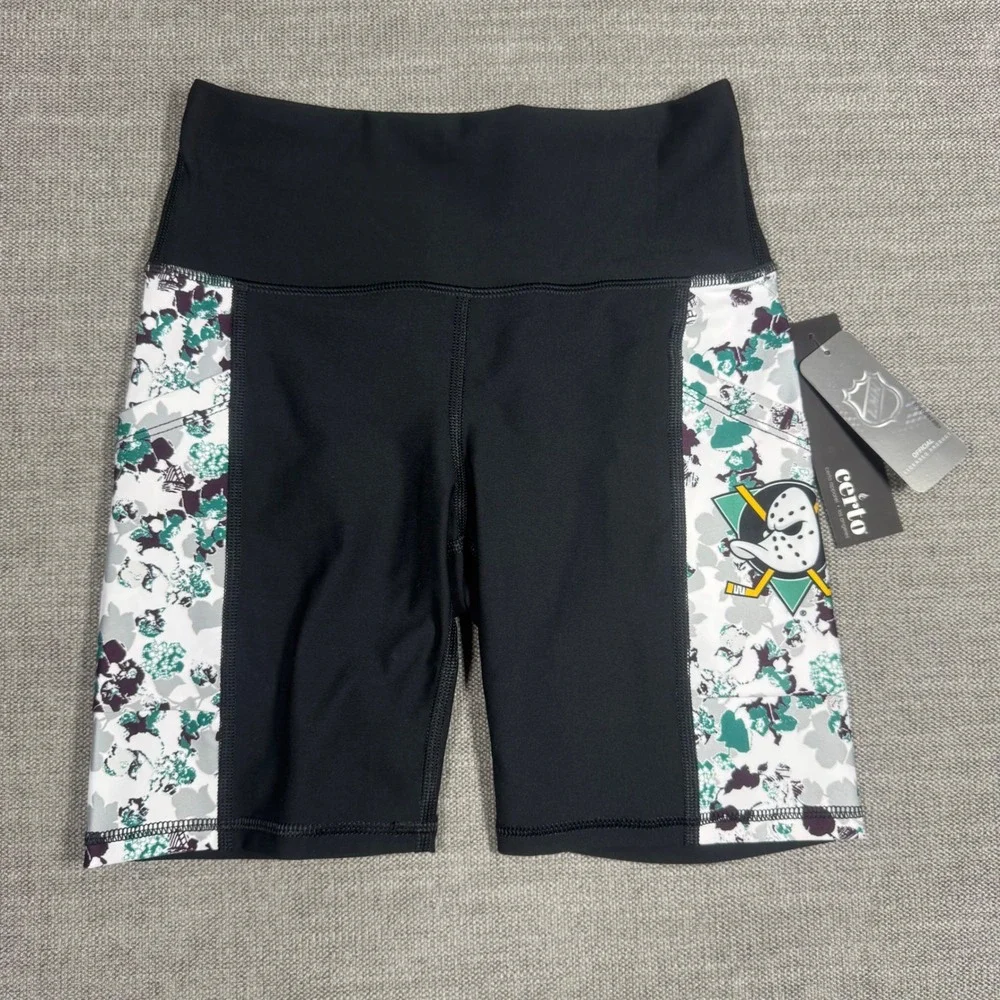 NWT Certa NHL Anaheim Ducks Bike Shorts Women's Small Mighty Ducks Athletic